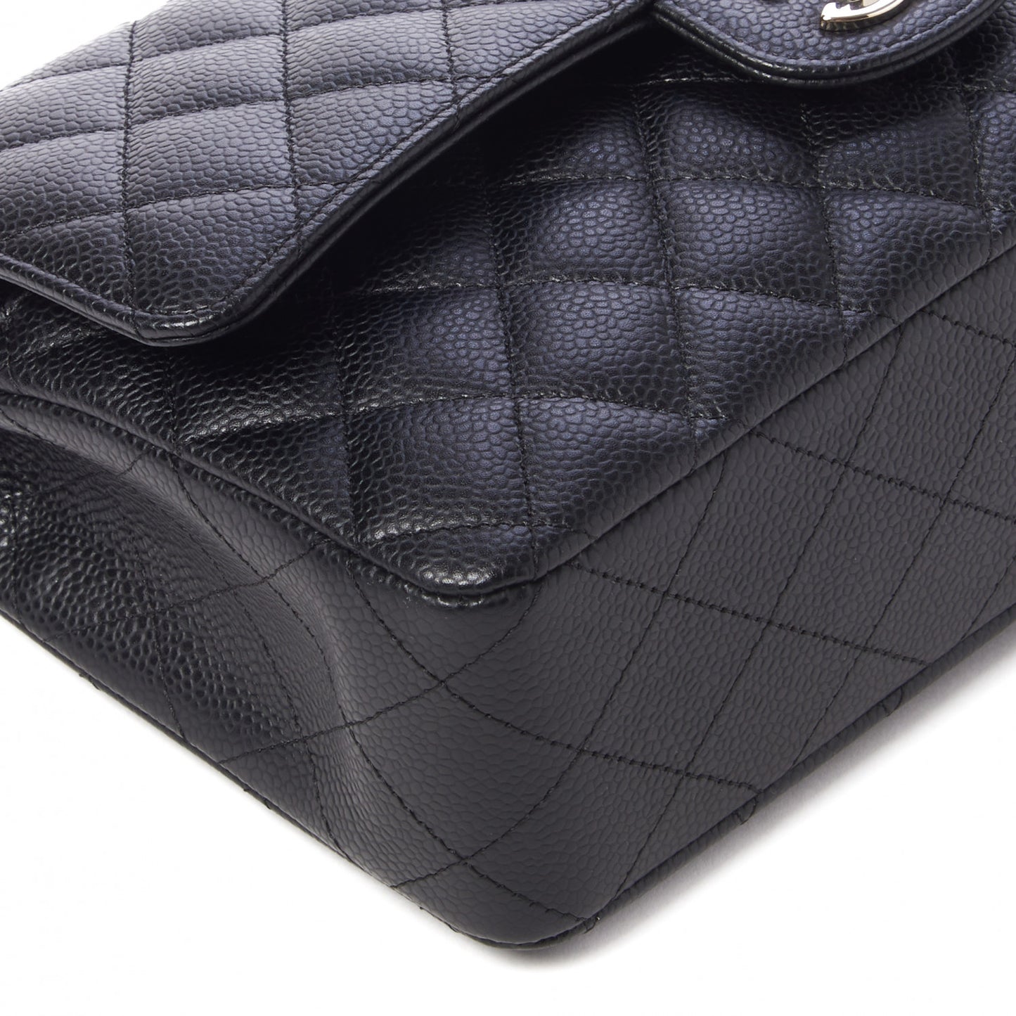 Caviar Quilted Medium Double Flap Black