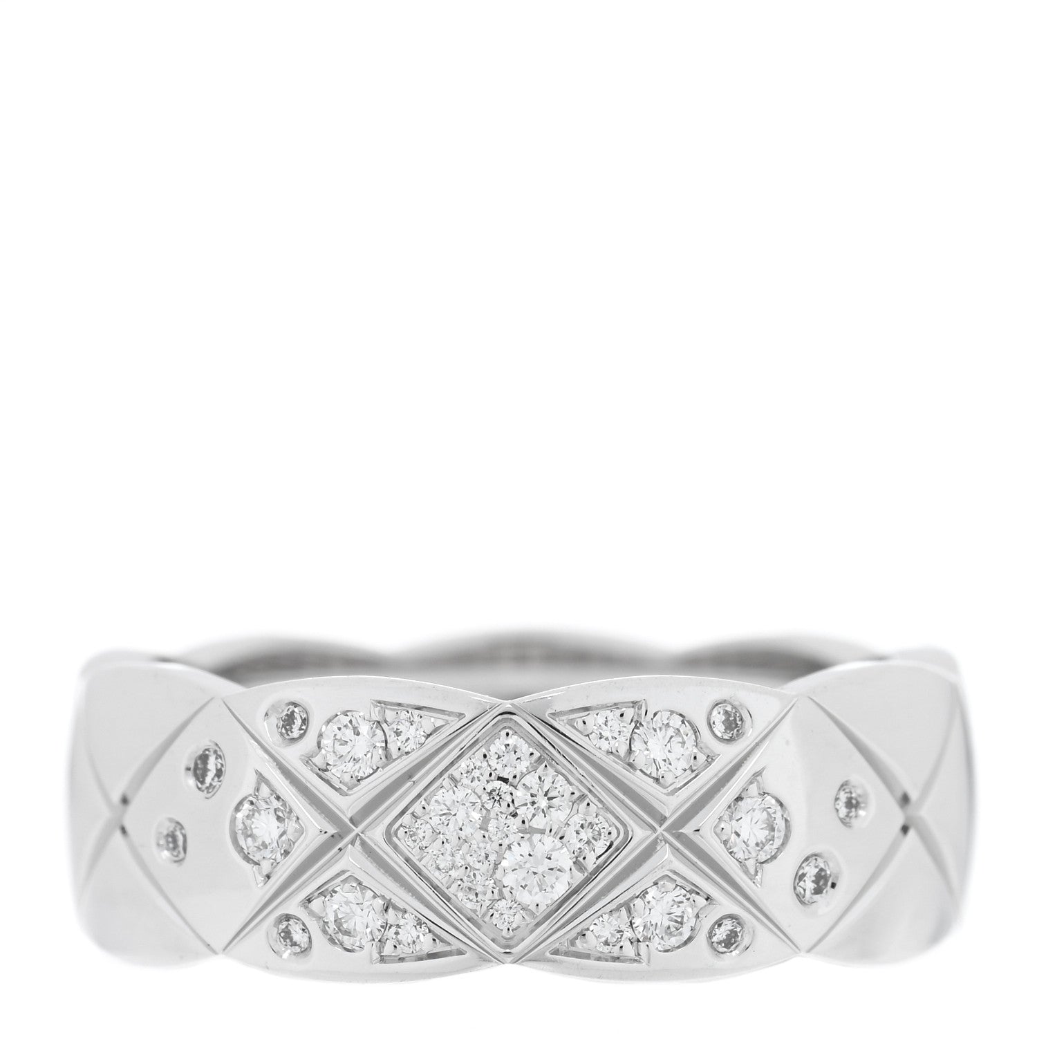 Chanel 18K White Gold Diamond Small Coco Crush Ring 52 6 1 of 4