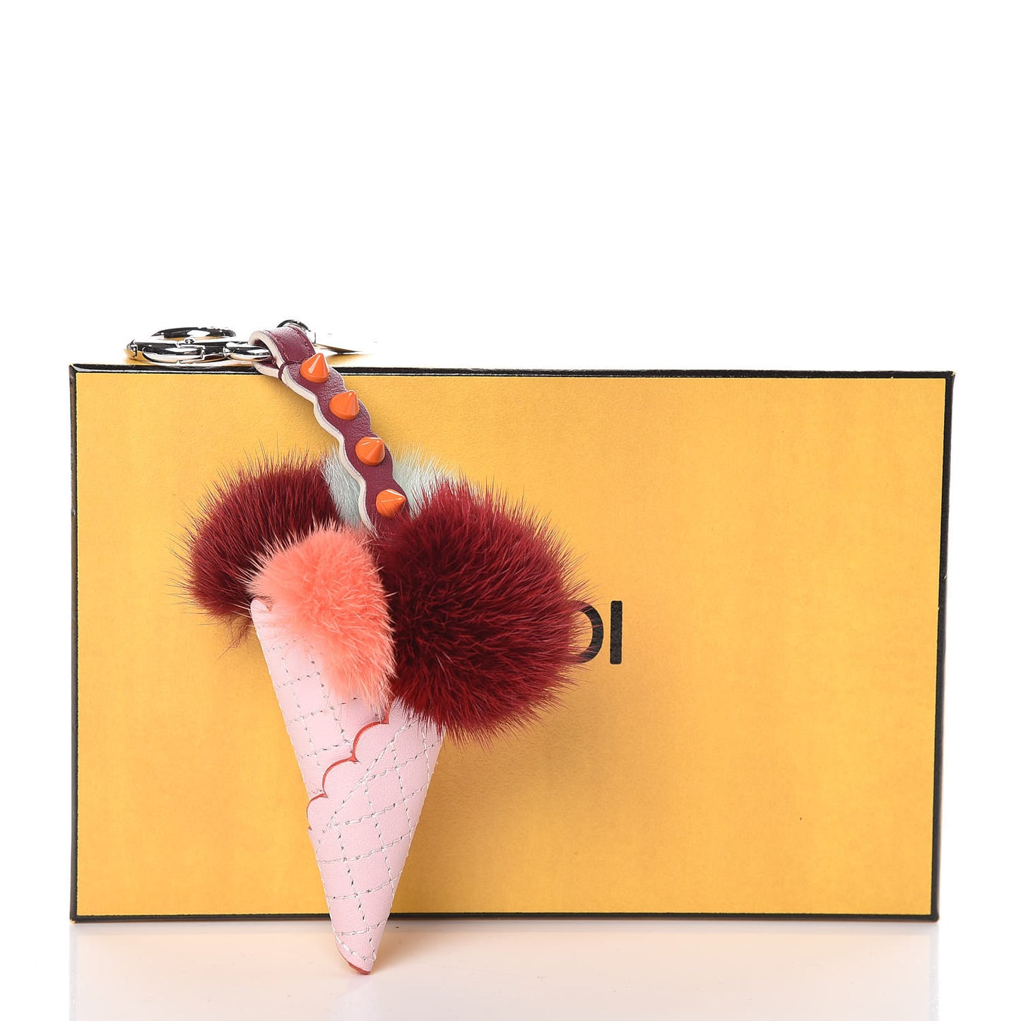 Mink Fur Calfskin Fun Fair Bag Charm Multicolor