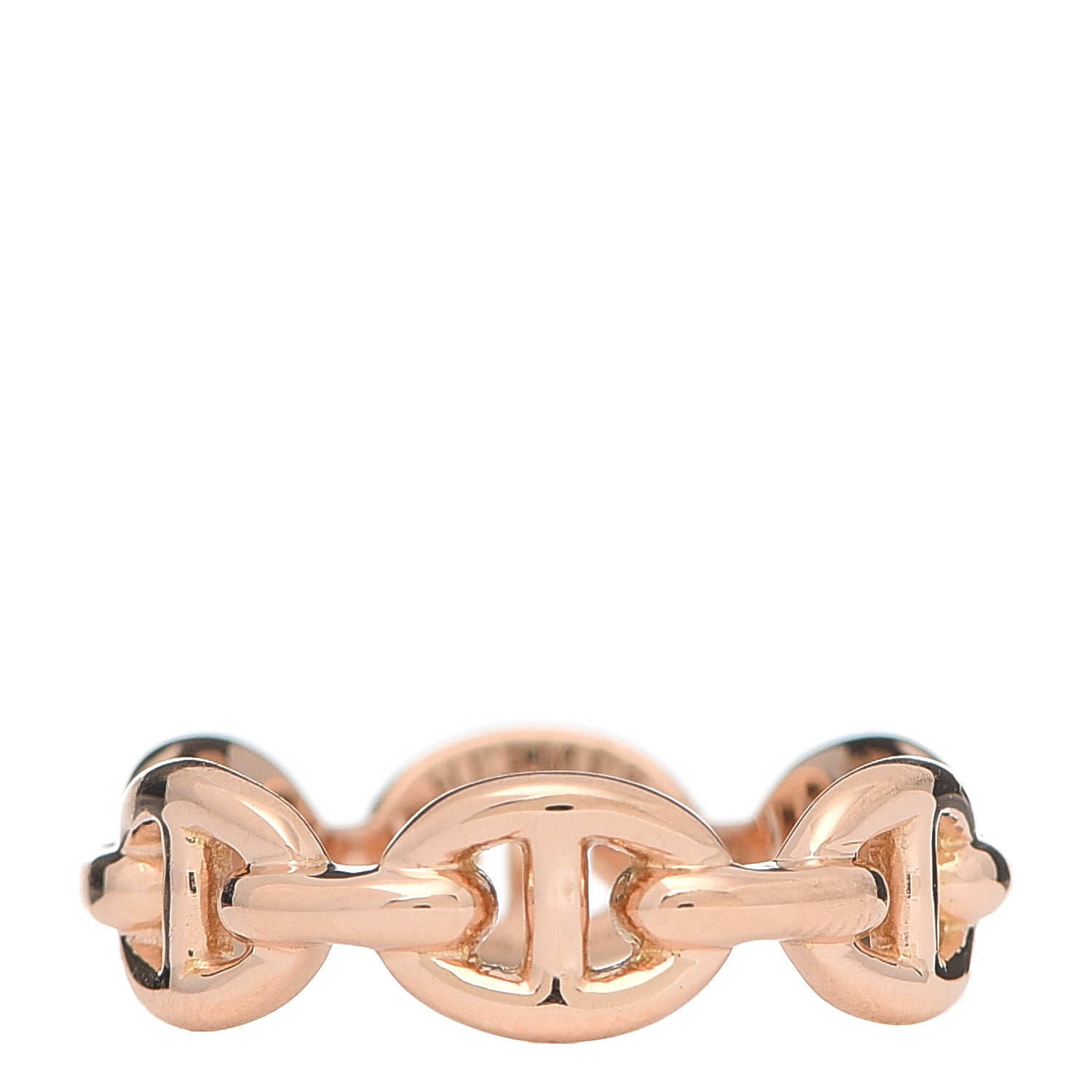 Hermes 18K Rose Gold PM Chaine D'Ancre Enchainee Ring 51 5.75 1 of 5