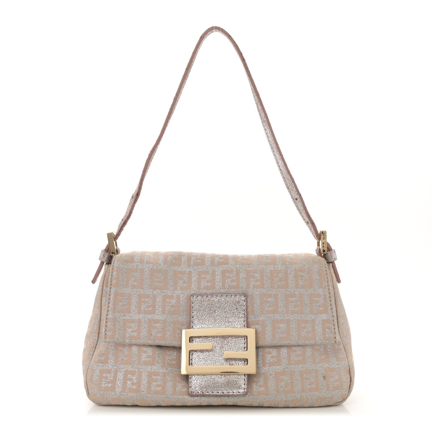 Metallic Jacquard Zucchino Suede Mini Mama Baguette Cipria Argento Grigio