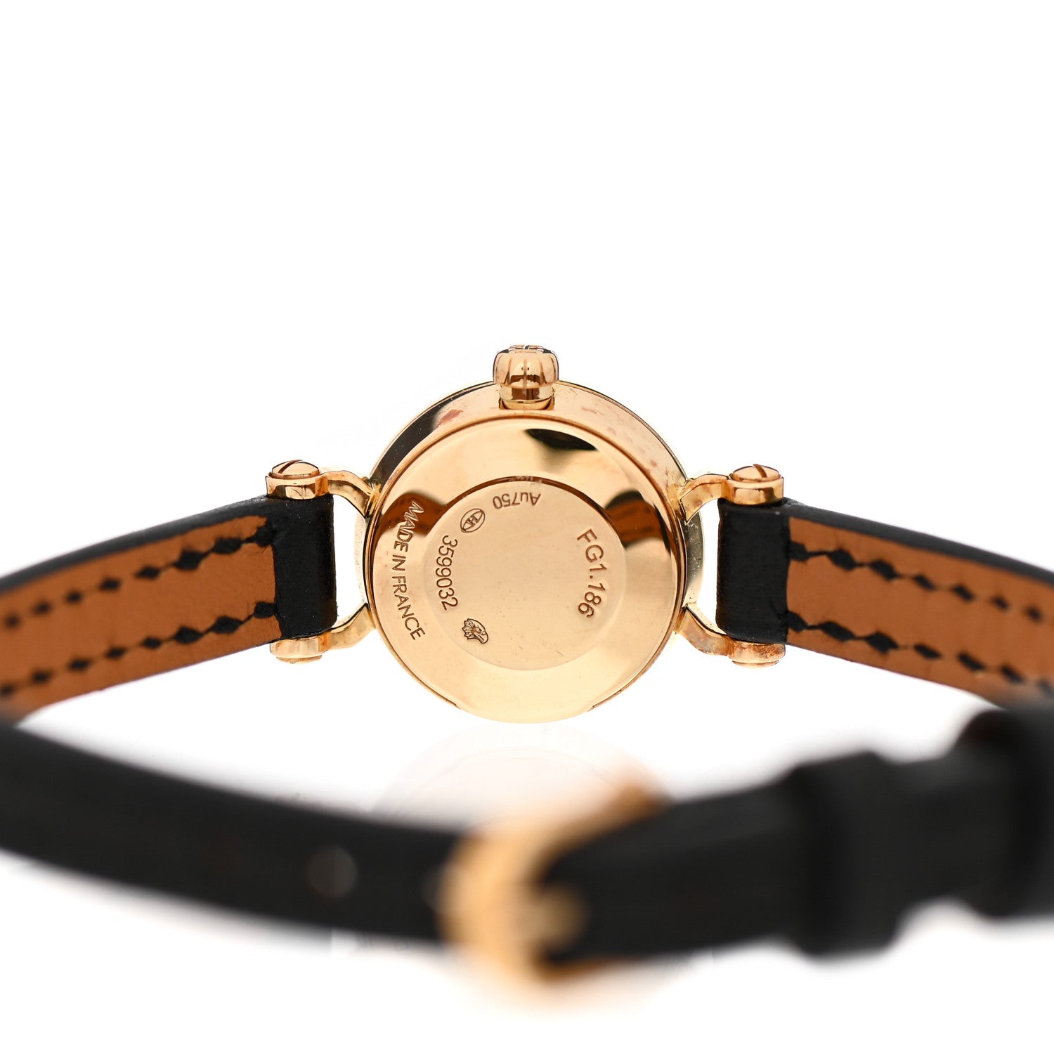 Hermes 18K Yellow Gold Barenia Diamond 16mm Faubourg Quartz Watch Noir 4 of 5