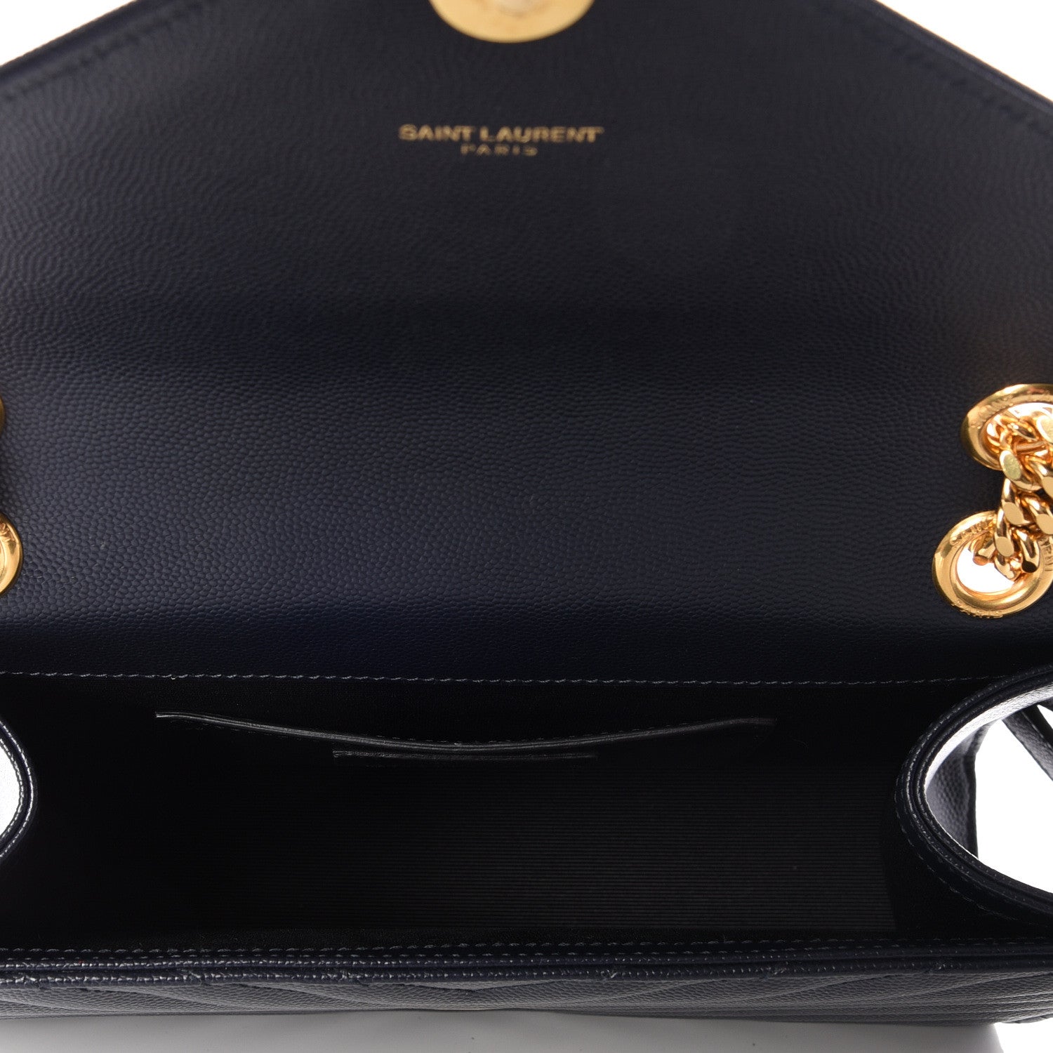 Saint Laurent Grain De Poudre Matelasse Chevron Medium Monogram Satchel Midnight Blue 4 of 10