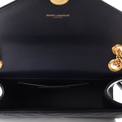 Saint Laurent Grain De Poudre Matelasse Chevron Medium Monogram Satchel Midnight Blue 4 of 10