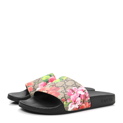 Gucci GG Supreme Monogram Blooms Slide Sandals 36 Beige Multicolor 3 of 6