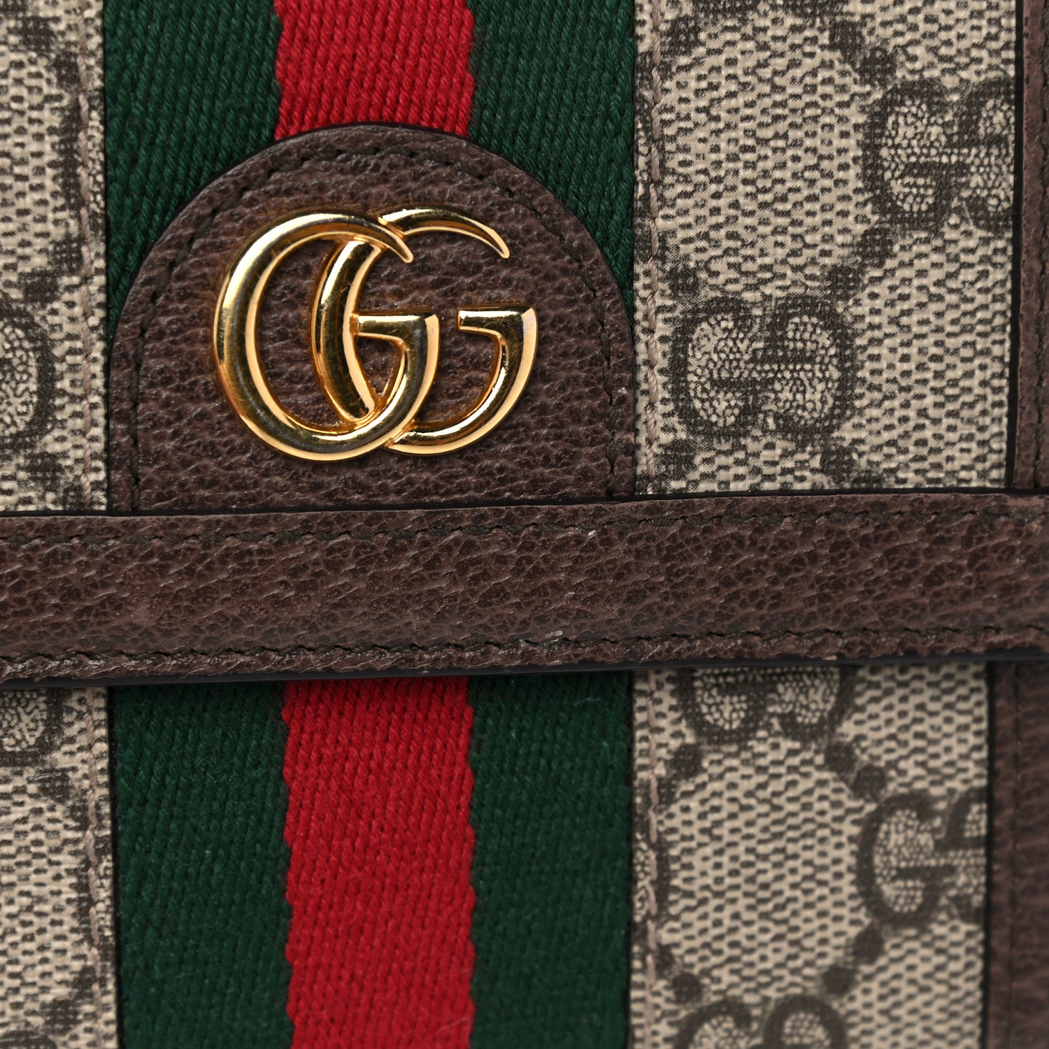 Gucci GG Supreme Monogram Web Ophidia French Flap Wallet Beige New Acero 11 of 14