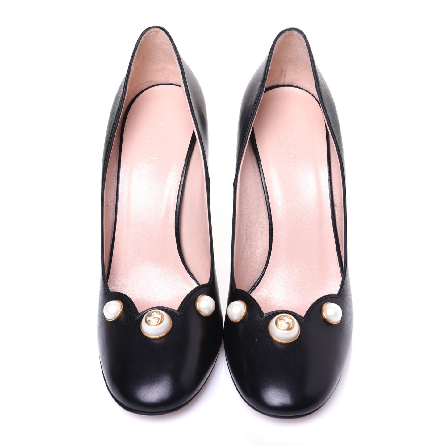Calfskin Pearl Embellished Pumps 40 Black