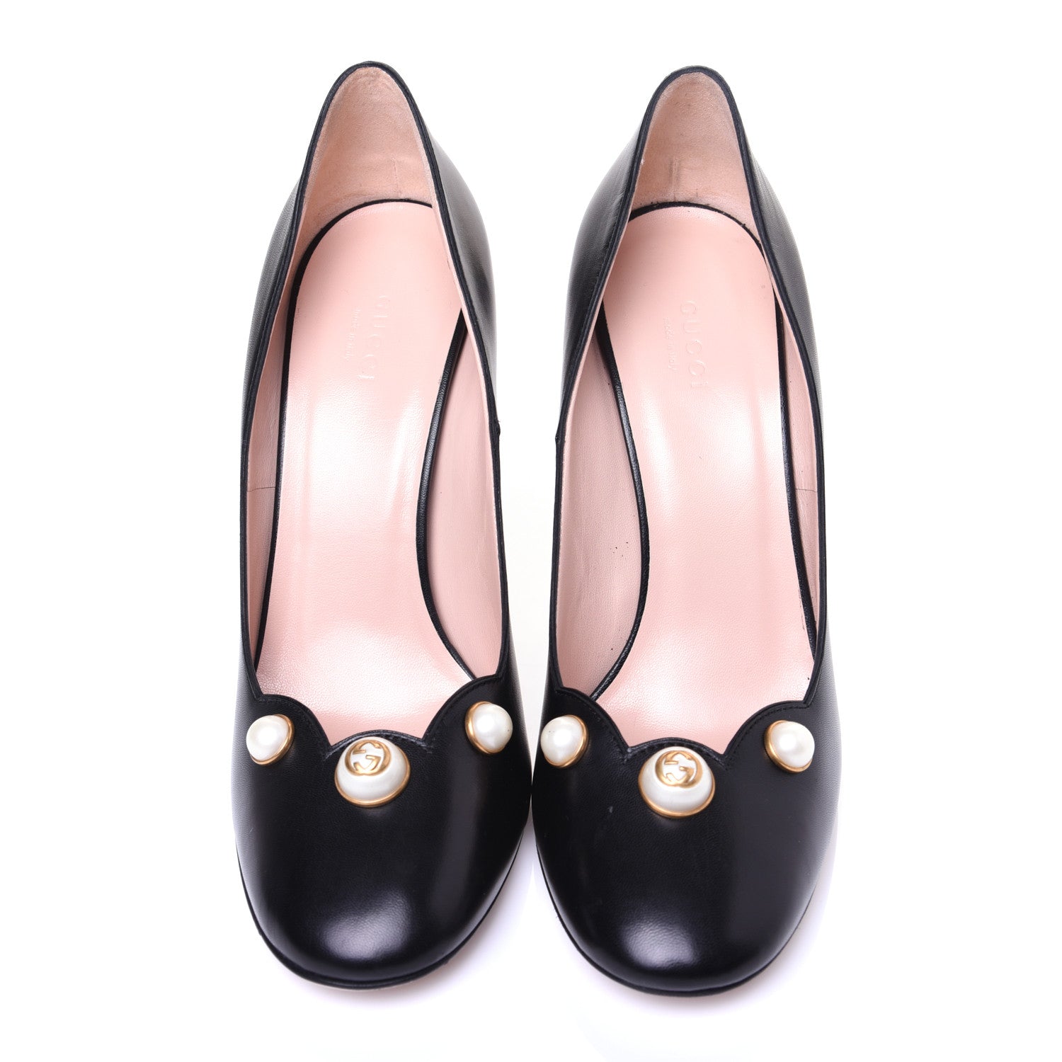 Gucci Calfskin Pearl Embellished Pumps 40 Black 6 of 13
