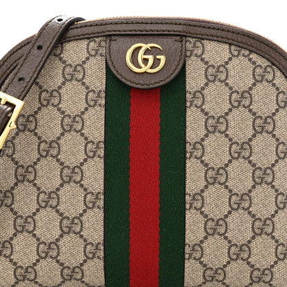 Gucci GG Supreme Monogram Textured Dollar Calfskin Web Small Ophidia Dome Shoulder Bag Beige Ebony New Acero 8 of 12