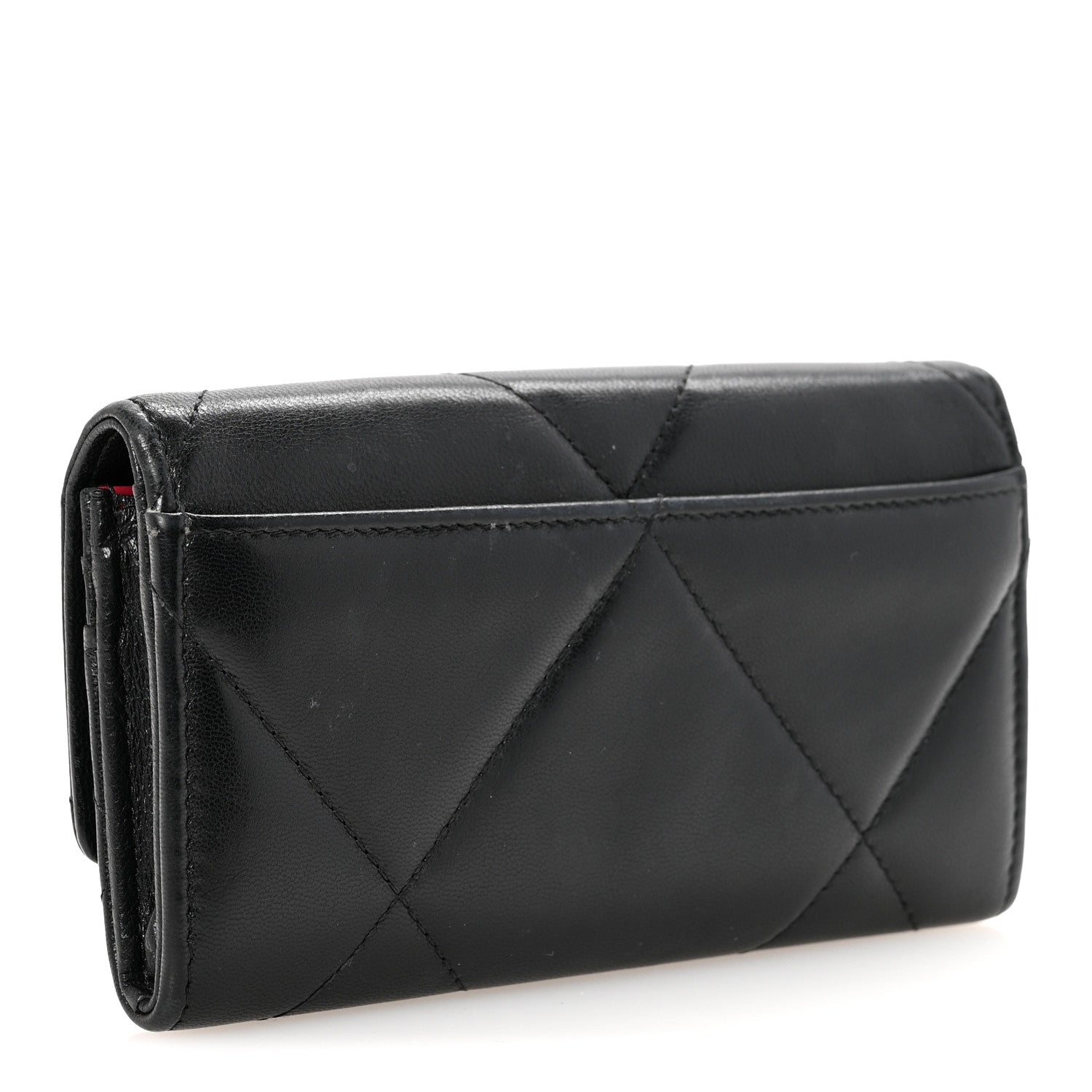 Chanel Shiny Goatskin Quilted Chanel 19 Flap Wallet Black 3 of 9