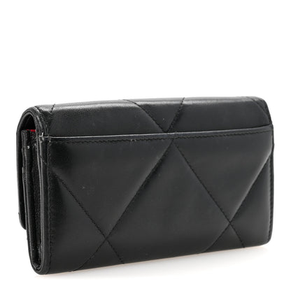 Chanel Shiny Goatskin Quilted Chanel 19 Flap Wallet Black 3 of 9