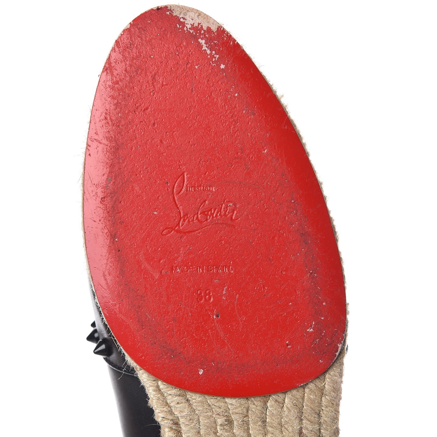 CHRISTIAN LOUBOUTIN Calfskin Spikes Ares Flat Espadrilles 38 Black