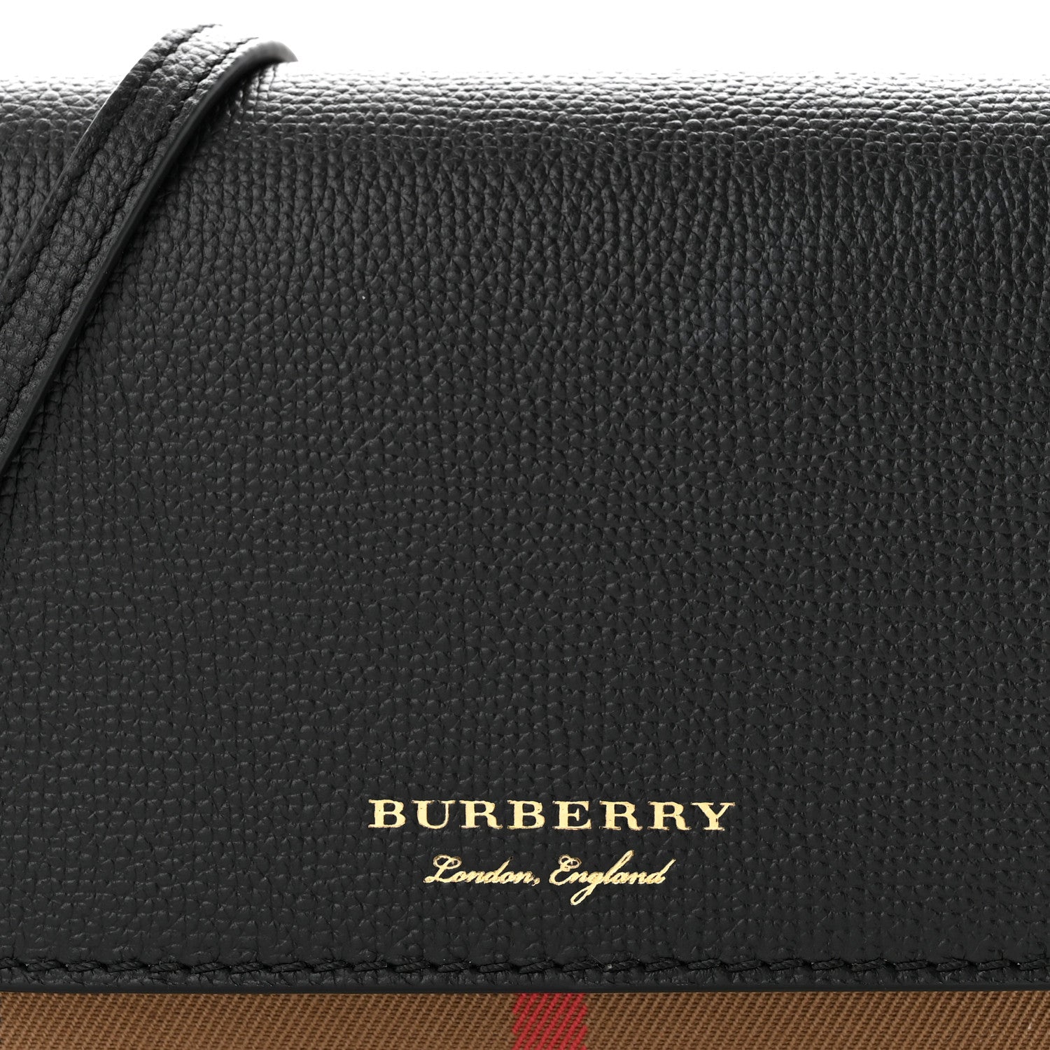 Burberry Derby Calfskin House Check Mini Hampshire Wallet On Chain Black 7 of 9
