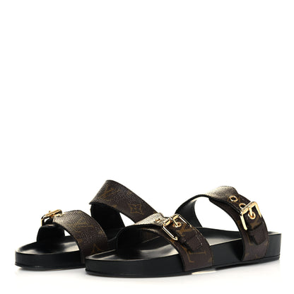 Louis Vuitton Monogram Bom Dia Mule Sandals 39 Black 3 of 8