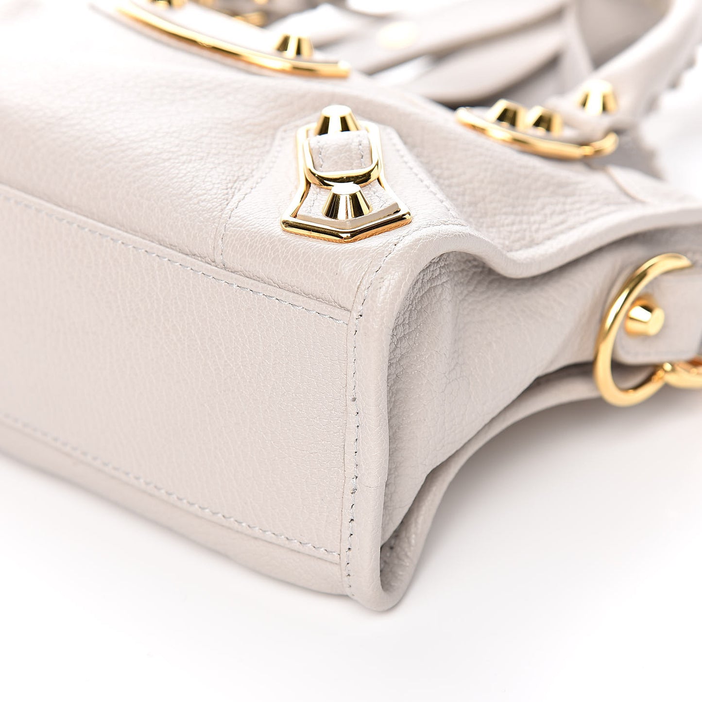 Chevre Gold Metallic Edge Hardware Mini City Gris Clair Gris Perle