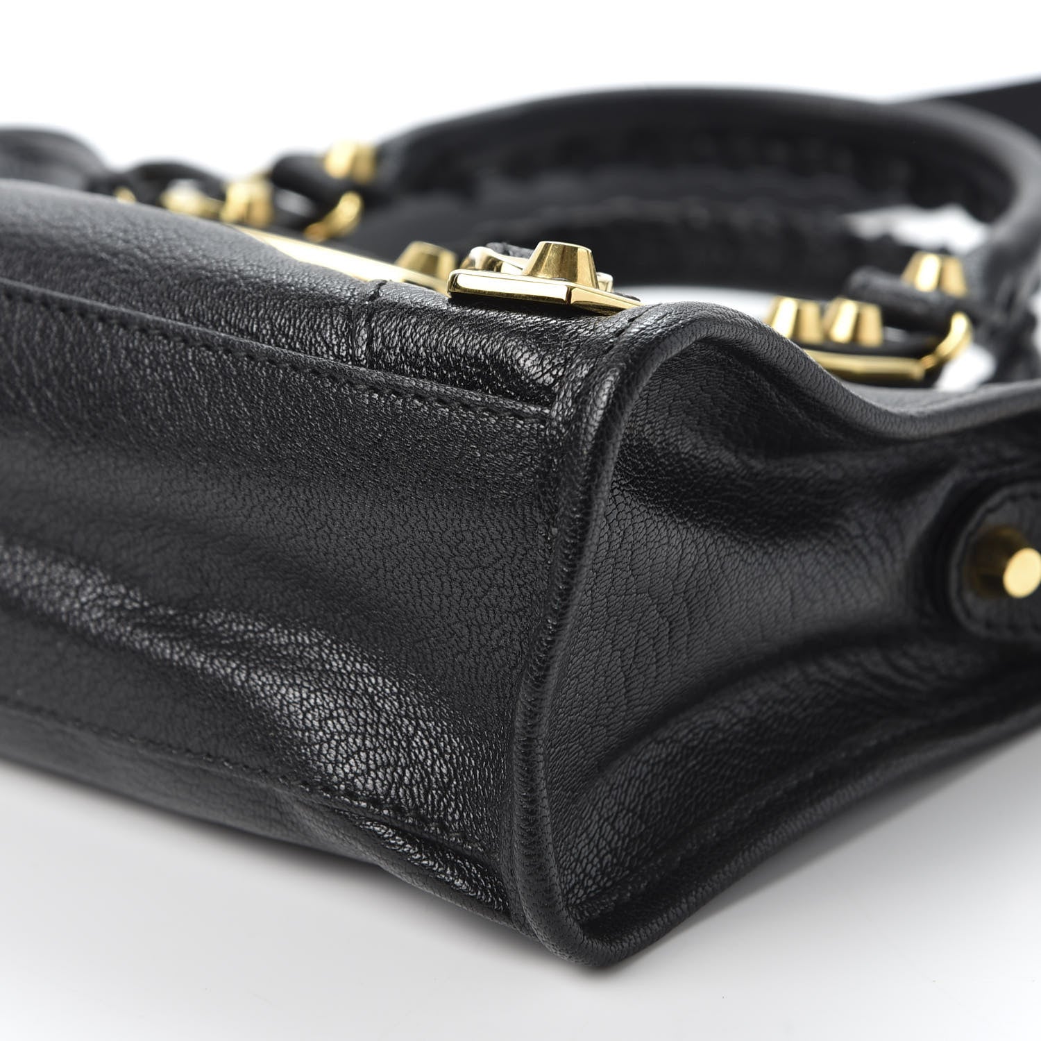 Balenciaga Chevre Gold Metallic Edge Hardware Mini City Black 6 of 9