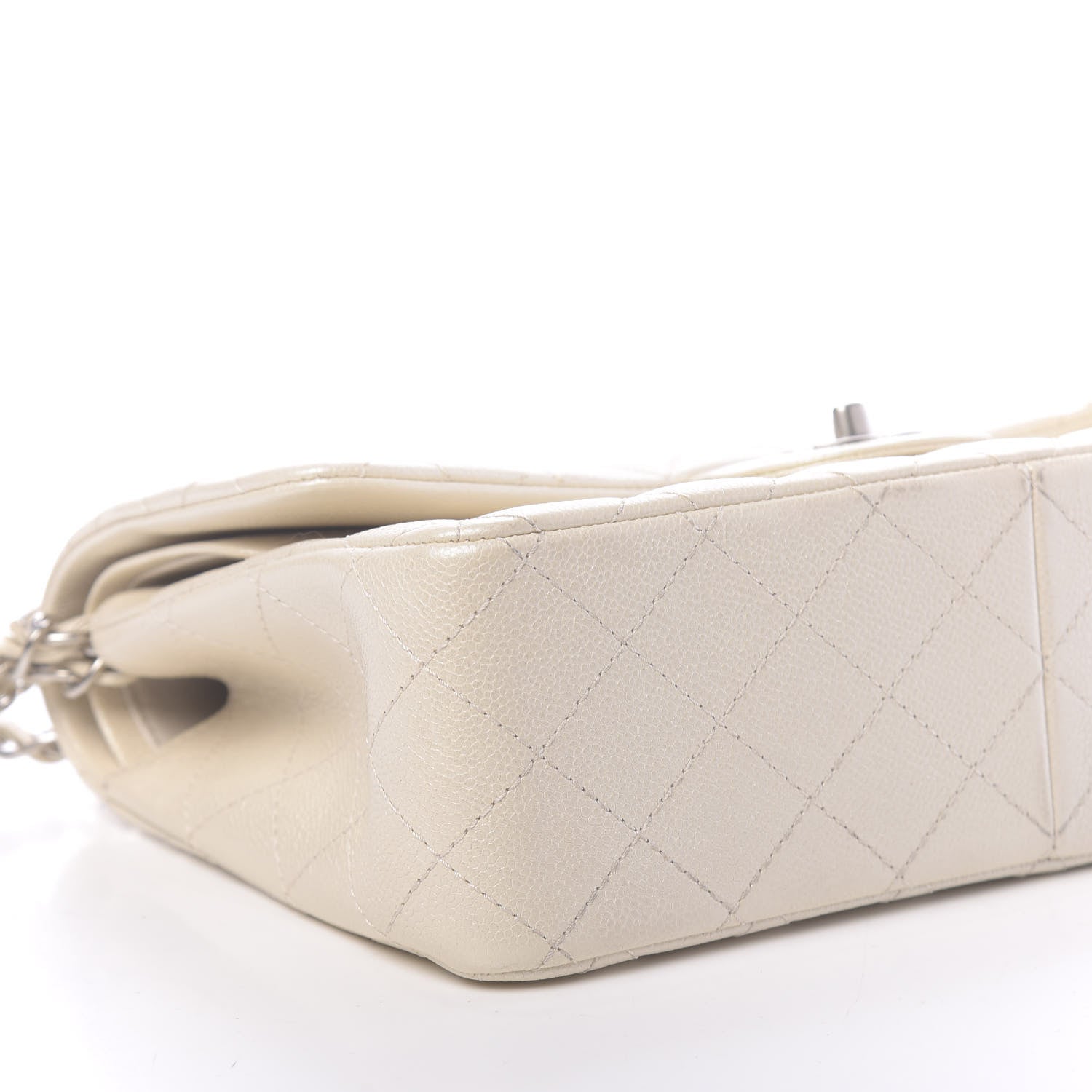 Chanel Pearly Caviar Quilted Jumbo Double Flap Dark White 8 of 10