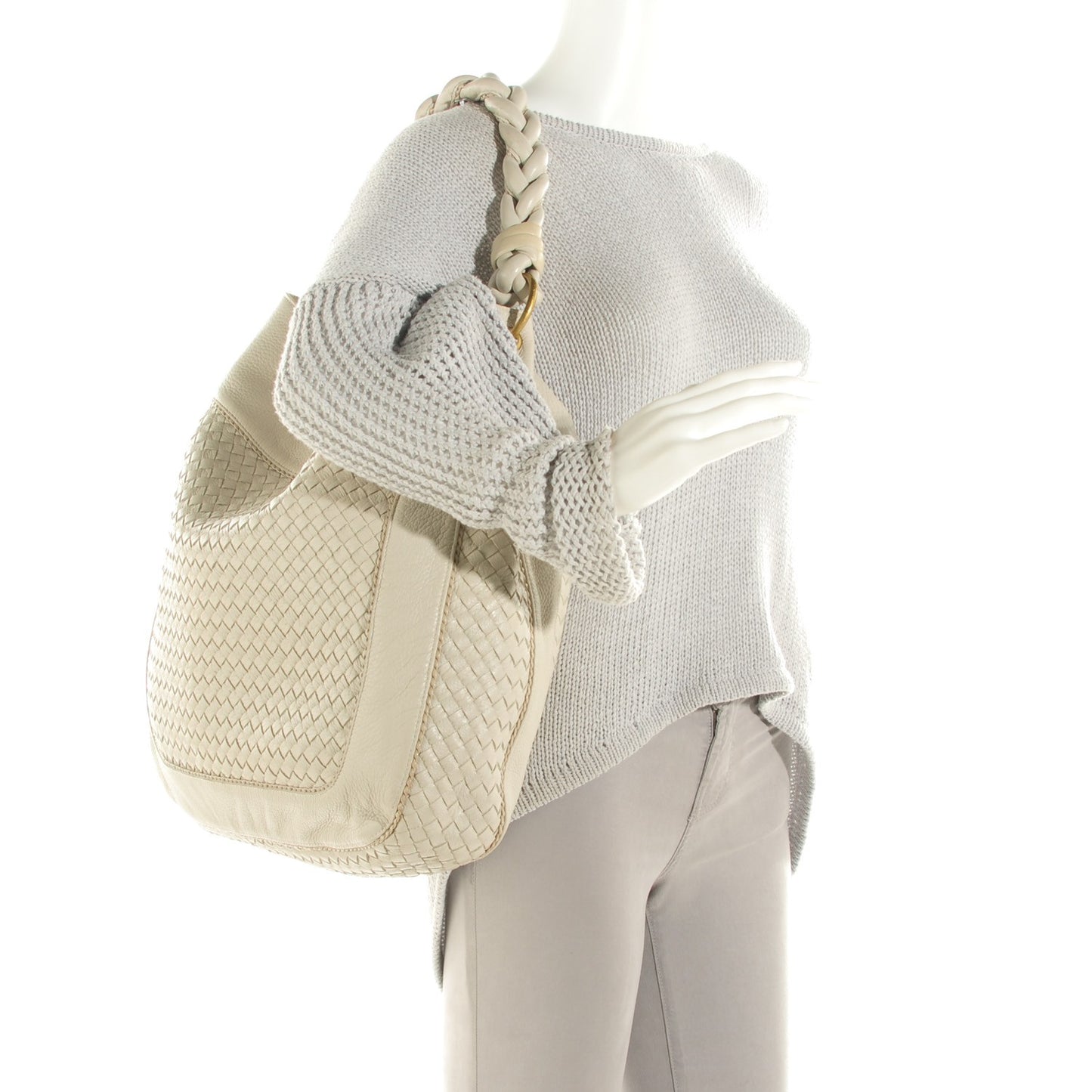 Cervo Intrecciato Shoulder Bag Pergamena