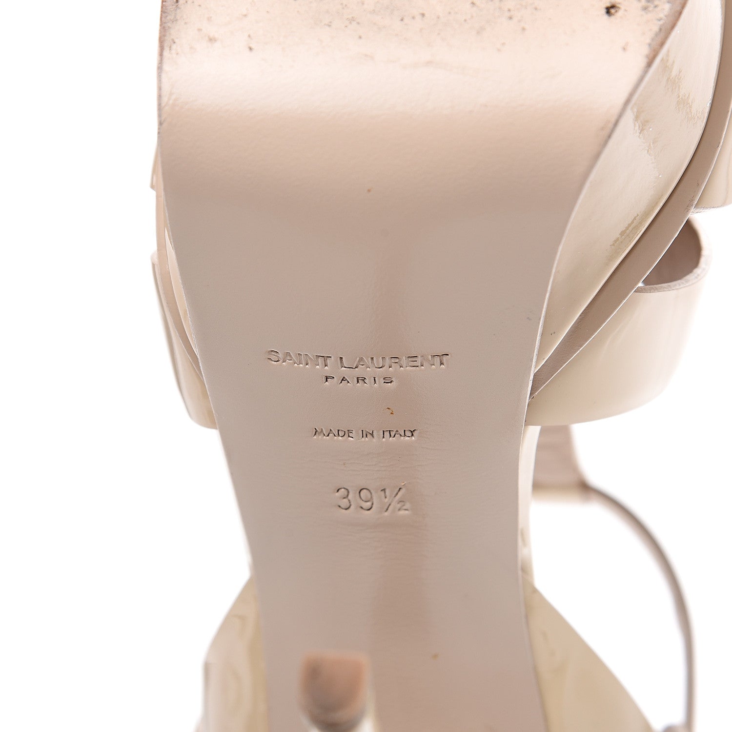 Saint Laurent Patent Tribute 105 Platform Sandals 39.5 Nude Powder 6 of 12
