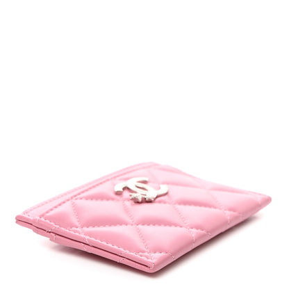 Chanel Lambskin Quilted Crystal Star Card Holder Pink 4 of 9