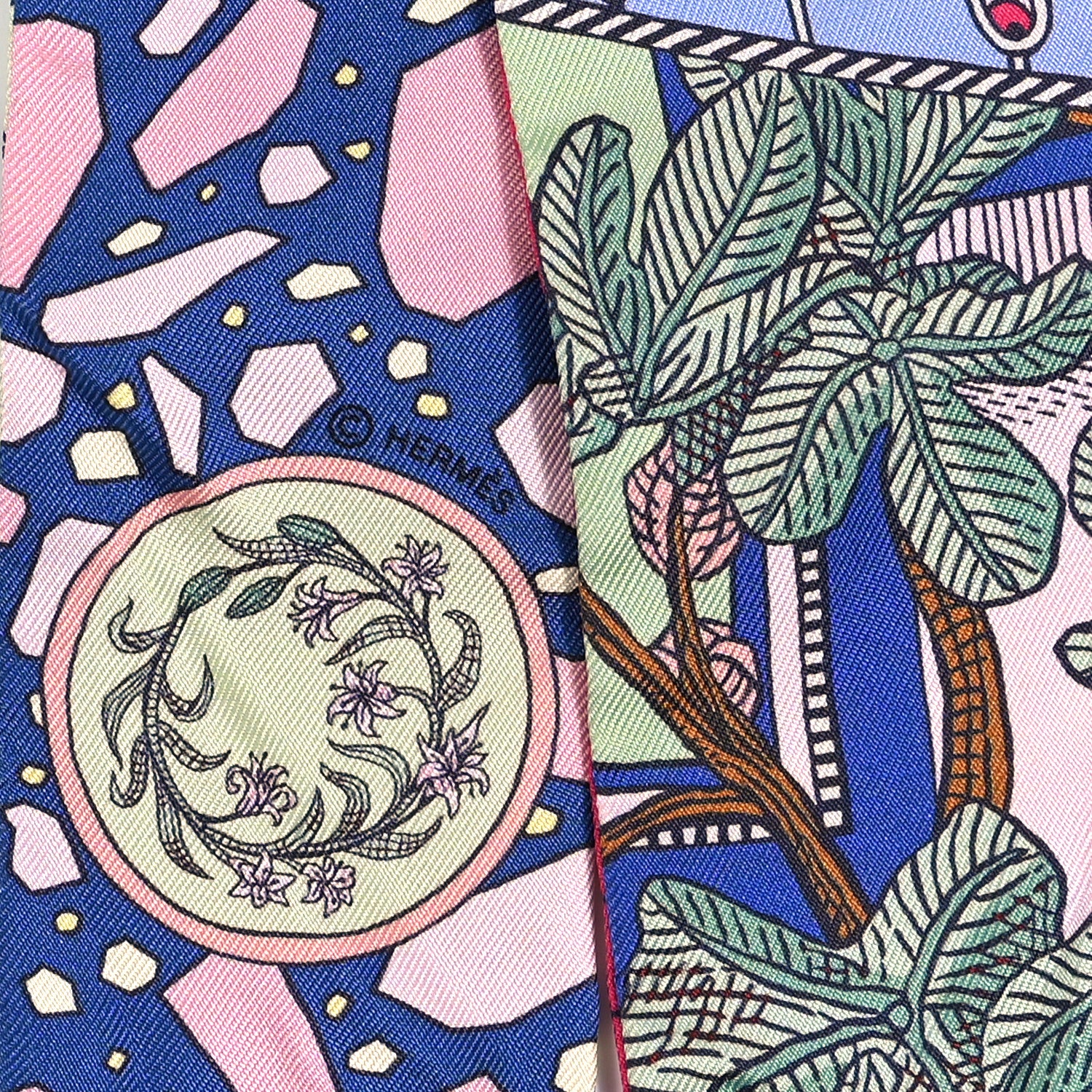 Hermes Silk La Danse Des Amazones Twilly Bleu Roy Vert Jaune 4 of 4