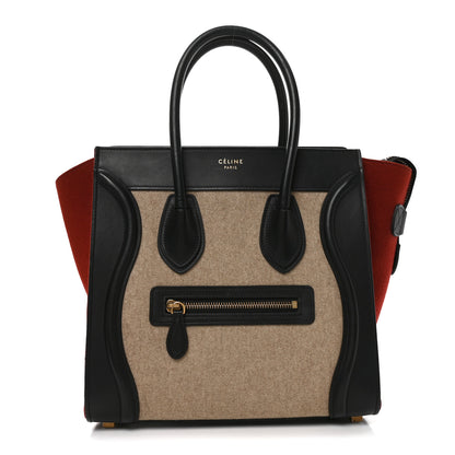 Celine Felt Smooth Calfskin Micro Tri-Color Luggage Brown Black 1 of 9