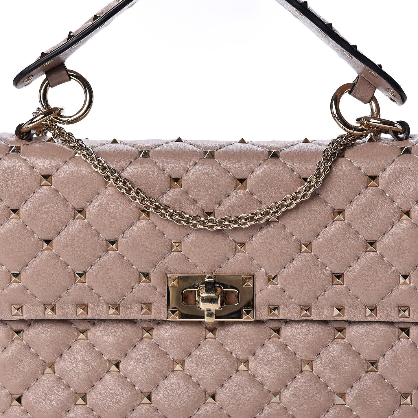 Lambskin Medium Rockstud Spike Shoulder Bag Poudre