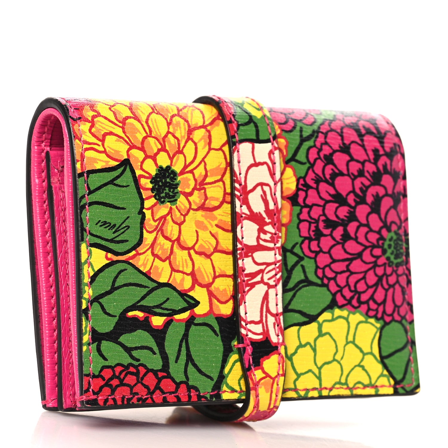 Gucci X KEN SCOTT Shangai Calfskin Pomponica Print Jackie 1961 Card Case Multicolor Fuxia Pompon 3 of 7