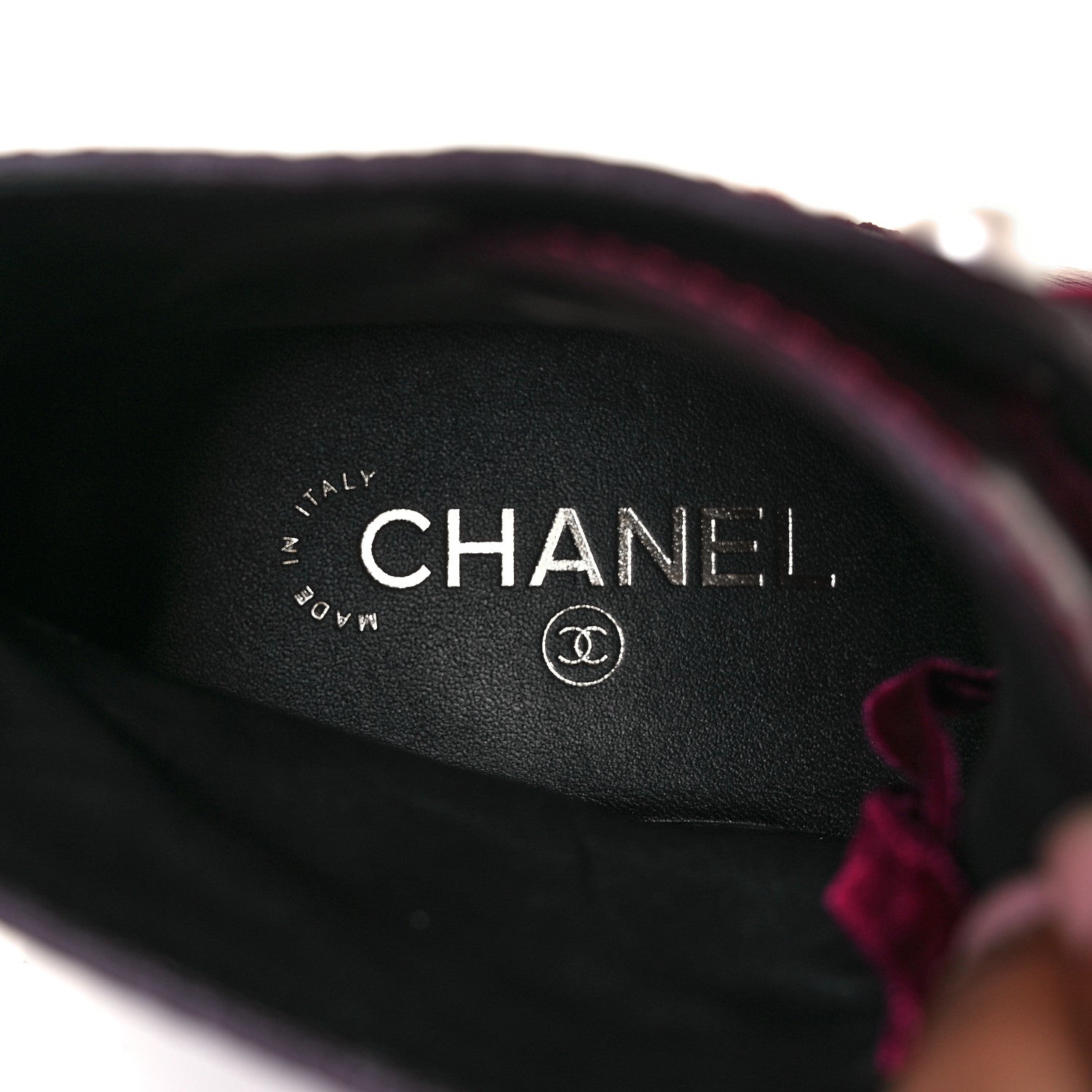 Chanel Calfskin Velvet Pearl Combat Short Boots 42 Burgundy 21 of 30