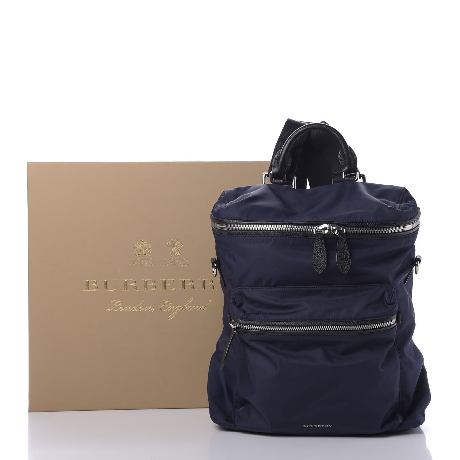 Burberry Nylon Pebbled Calfskin Backpack Navy 11 of 11