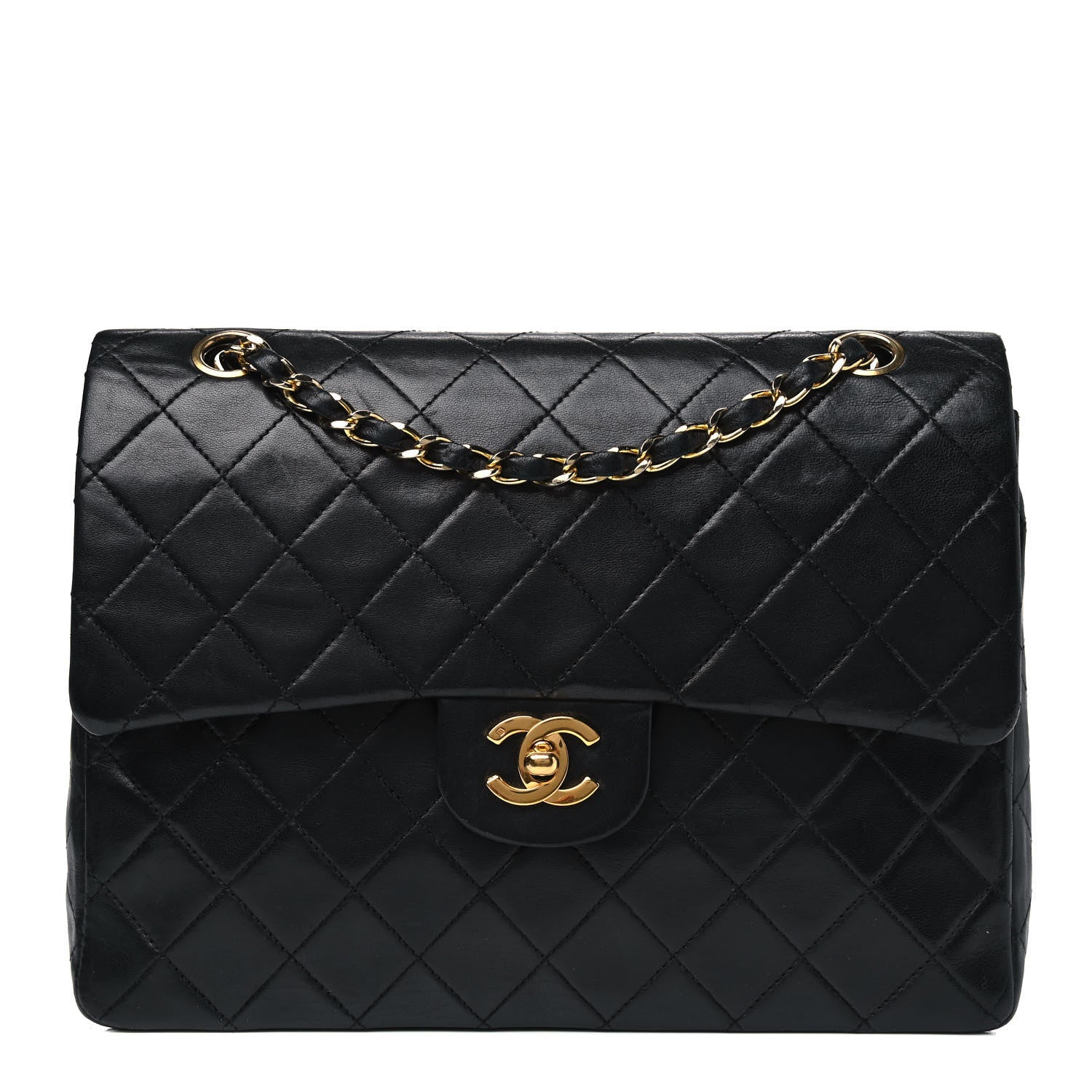 Chanel Lambskin Quilted Medium Double Flap Black 1 of 8