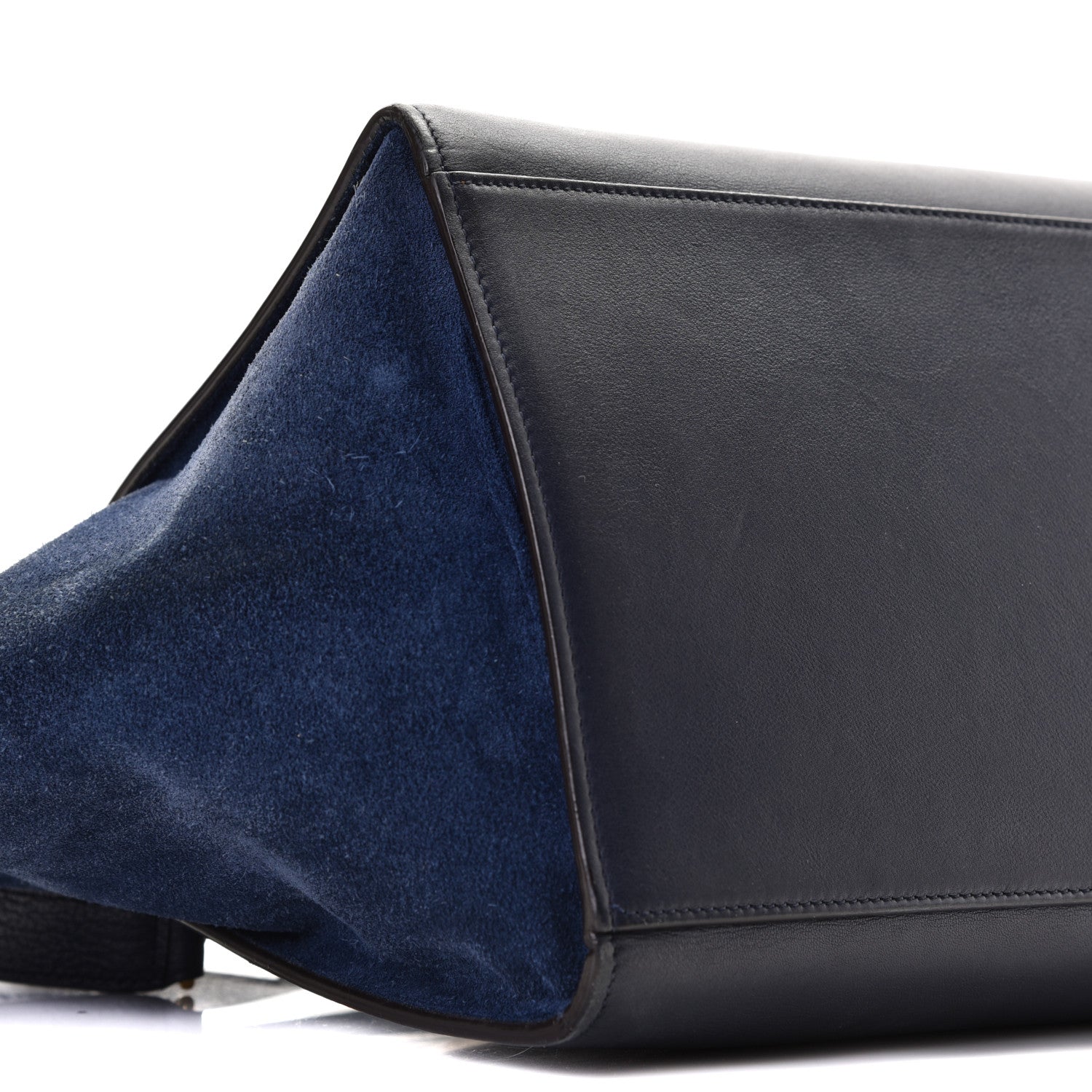 Celine Drummed Calfskin Suede Medium Trapeze Navy Blue 9 of 11
