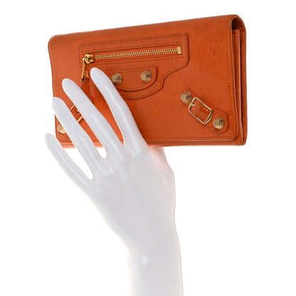 Balenciaga Agneau Giant 12 Gold Hardware Money Wallet Tangerine 2 of 7