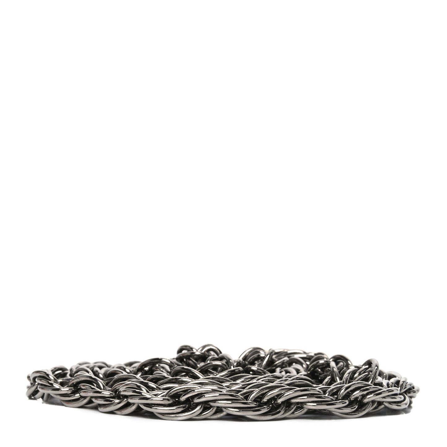 Twisted Chain Link CC Pearl Drop Belt Silver