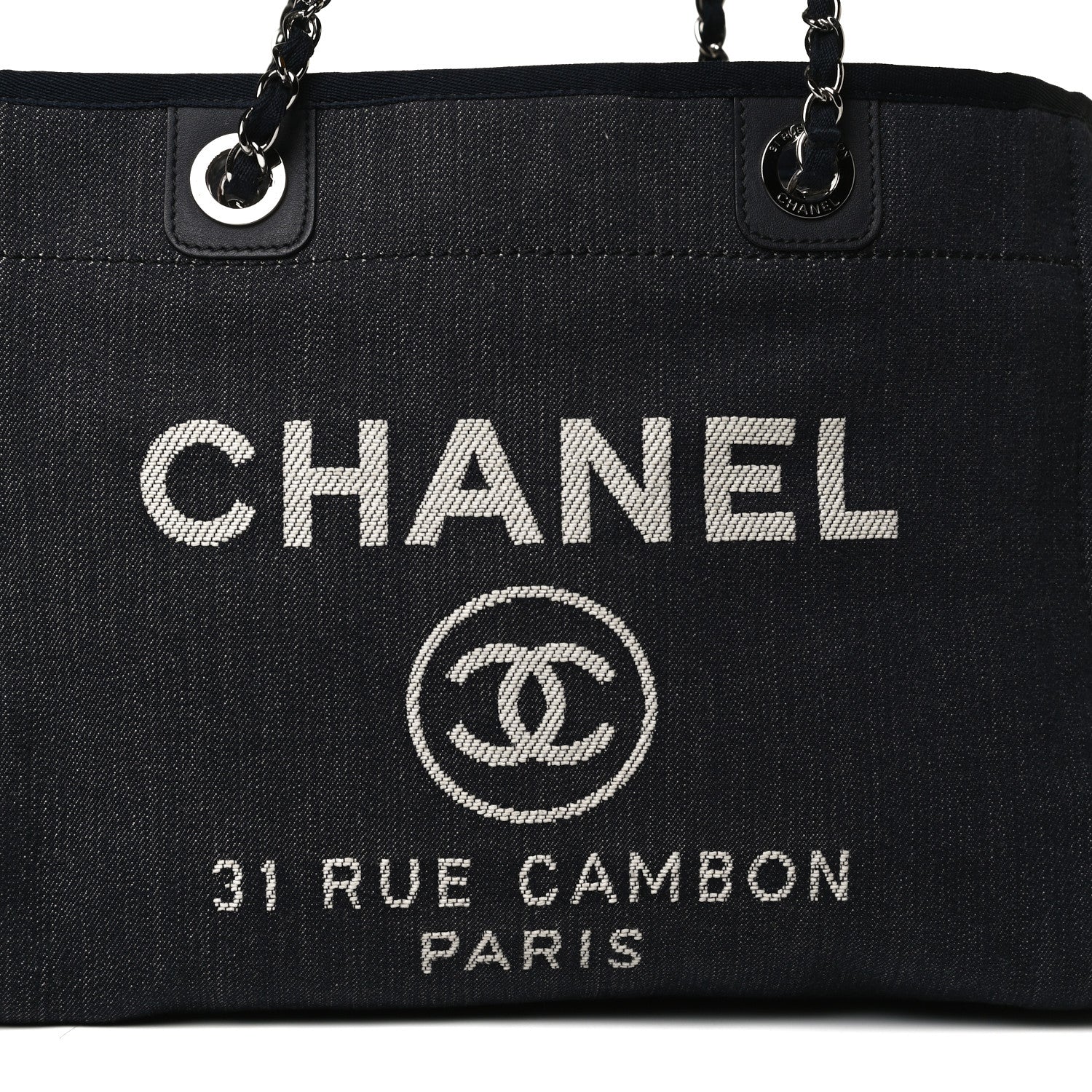 Chanel Denim Small Deauville Tote Dark Blue 8 of 12