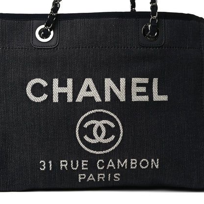 Chanel Denim Small Deauville Tote Dark Blue 8 of 12