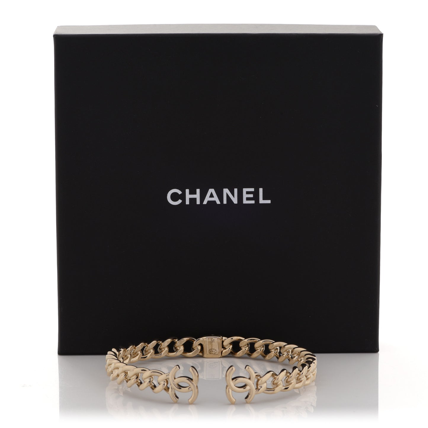 Metal CC Chain Link Choker Necklace M Gold