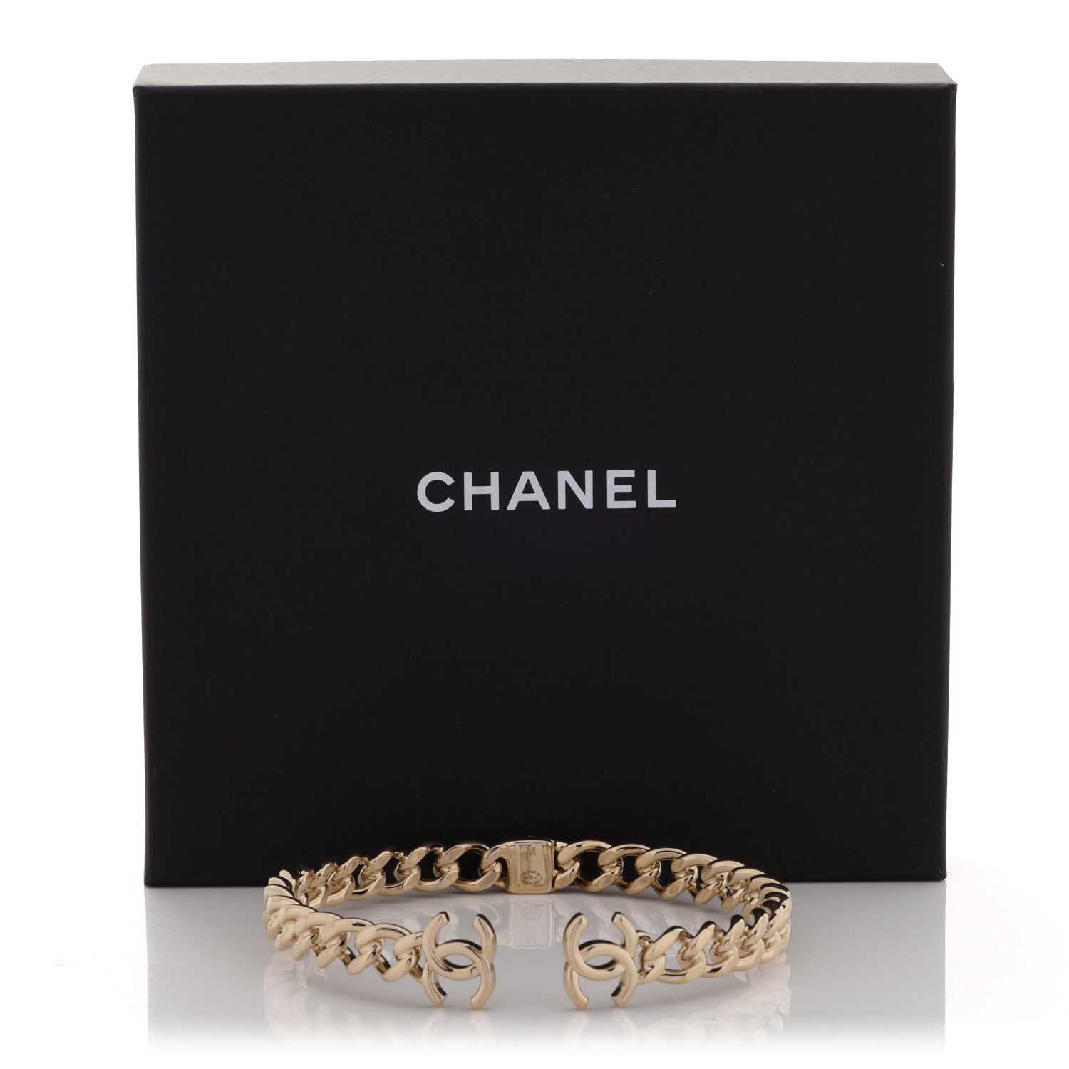 Chanel Metal CC Chain Link Choker Necklace M Gold 5 of 5