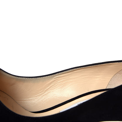 Jimmy Choo Suede Jasmine Crystal Button 100 Pumps 37 Black 8 of 9