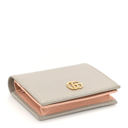Gucci Dollar Calfskin Bi- Color GG Marmont Card Case Grey Sky Perfect Pink 4 of 9