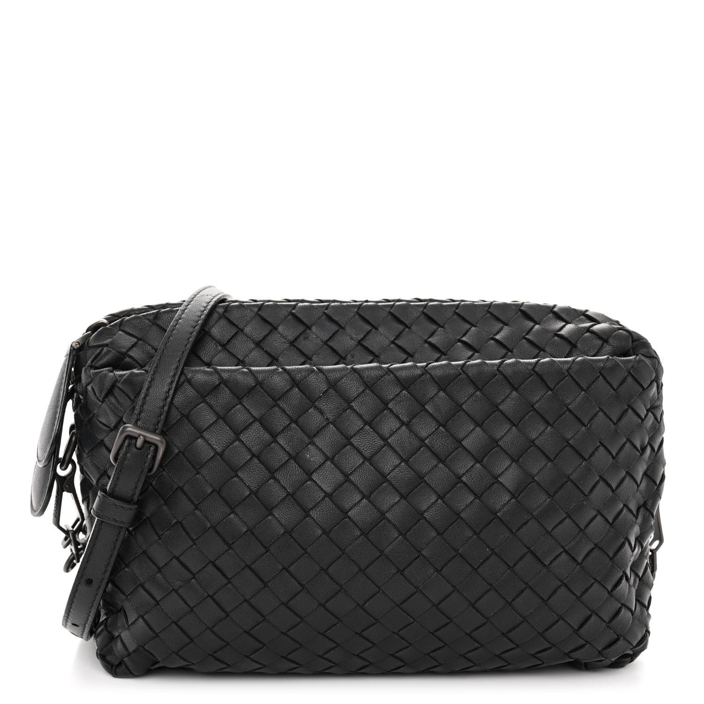 Nappa Intrecciato Crossbody Messenger Black