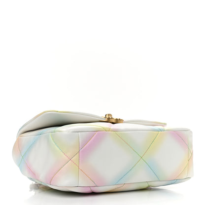 Chanel Printed Goatskin Quilted Medium Chanel 19 Flap White Multicolor 4 of 10