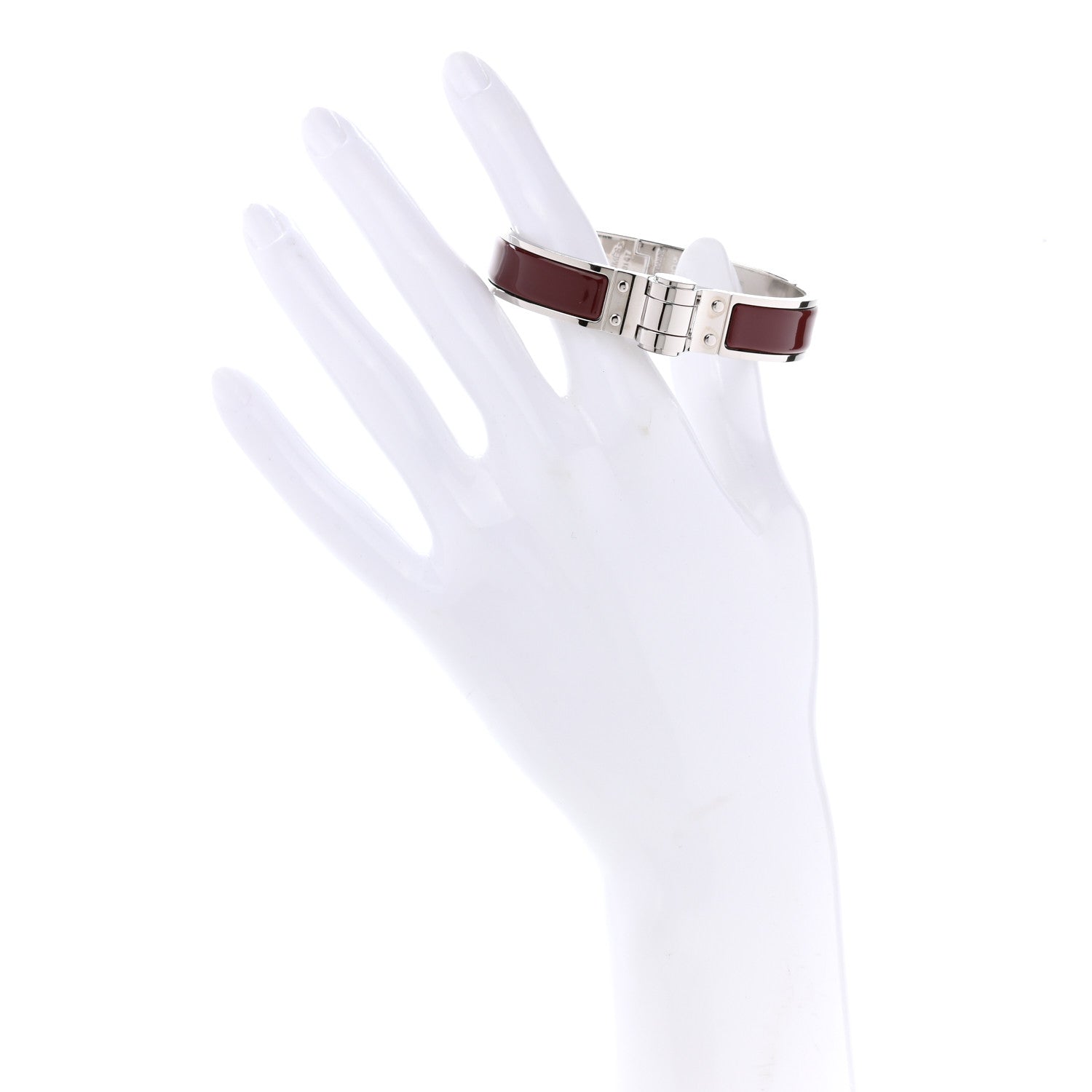 Hermes Enamel Charniere Uni Narrow Hinged Bracelet S Bourgogne 2 of 6