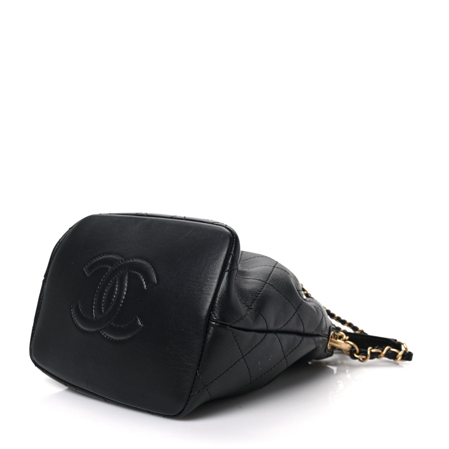 Chanel Lambskin Stitched Drawstring Bag Black 9 of 9
