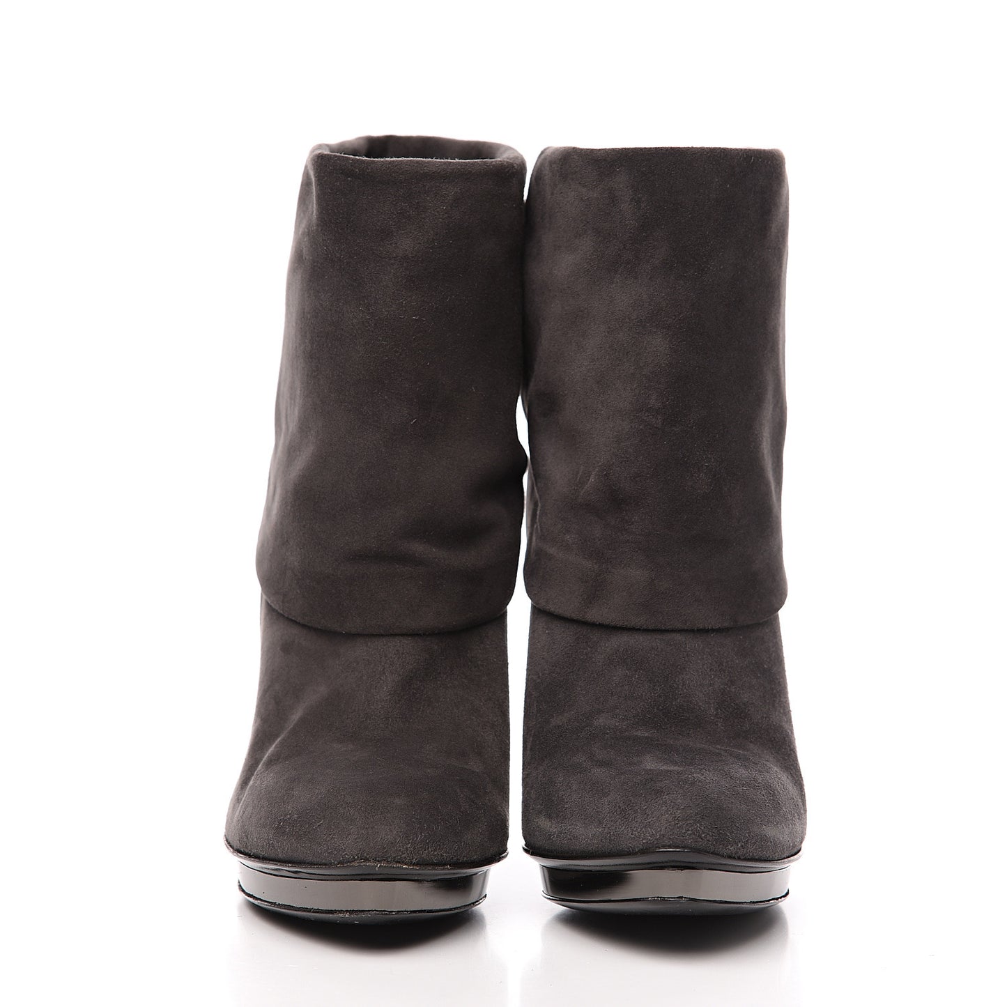 Suede Platform Foldover Ankle Boots 37.5 Grey
