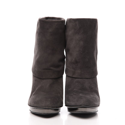 Gucci Suede Platform Foldover Ankle Boots 37.5 Grey 2 of 8