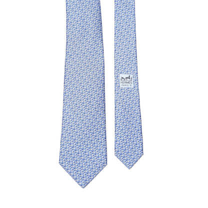 Hermes Silk Twill Mens H Enclume Neck Tie Lavande White Ciel 1 of 3