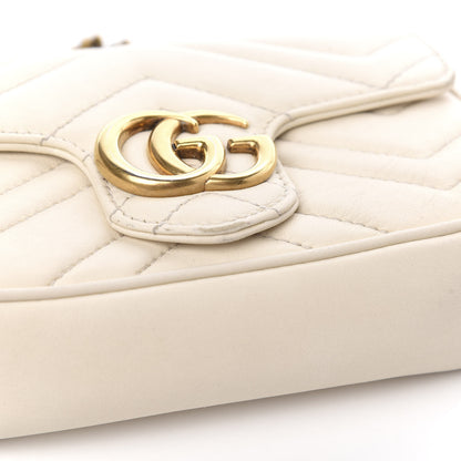 Gucci Calfskin Matelasse Super Mini GG Marmont Shoulder Bag White 12 of 13