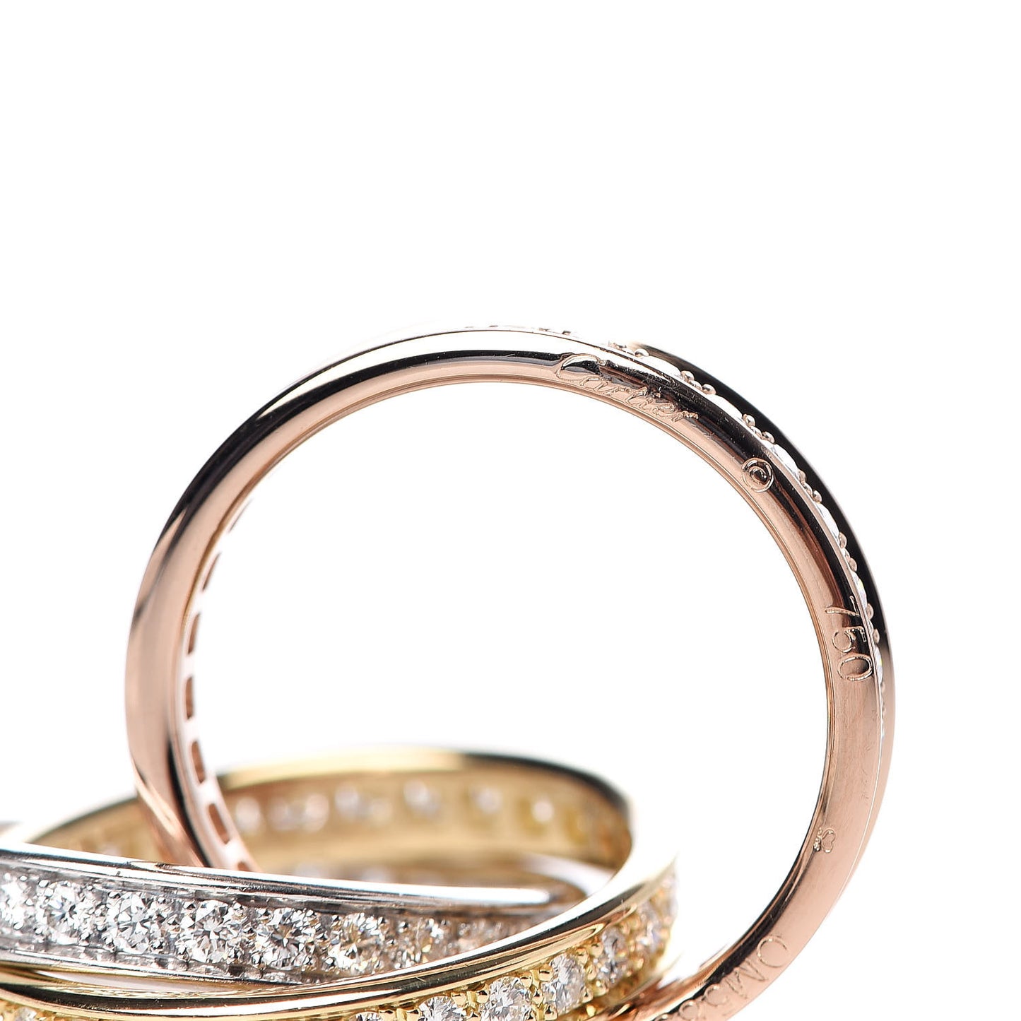 18K White Yellow Pink Gold Diamond Trinity Ring 51 5.75