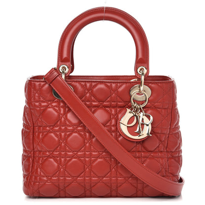 Christian Dior Lambskin Cannage Medium Lady Dior Red 1 of 7